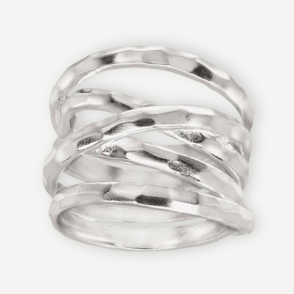 *SOLD* Silpada ‘Wrapped Up’ Overlapping Textured Band Ring NWT in pouch and box - Picture 1 of 8